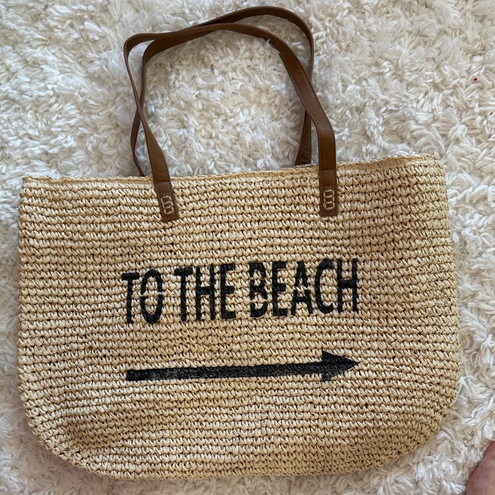 Style & Co. Natural Straw Tote with Brown Handles